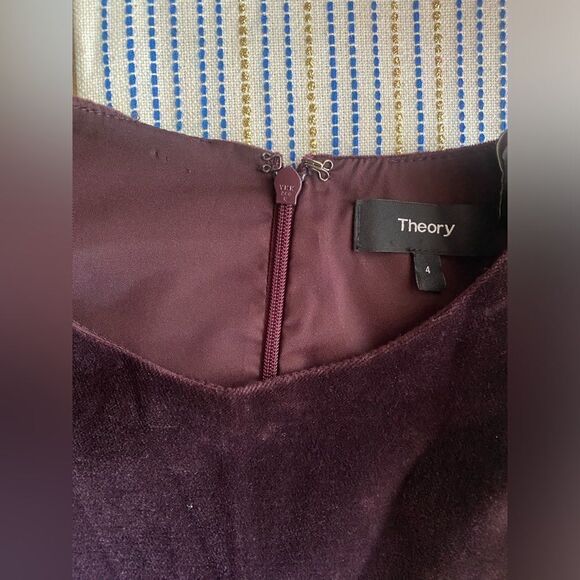 Theory Mini Dress Size 4 Wine  Velvet Long Sleeve Lined - Picture 9 of 15